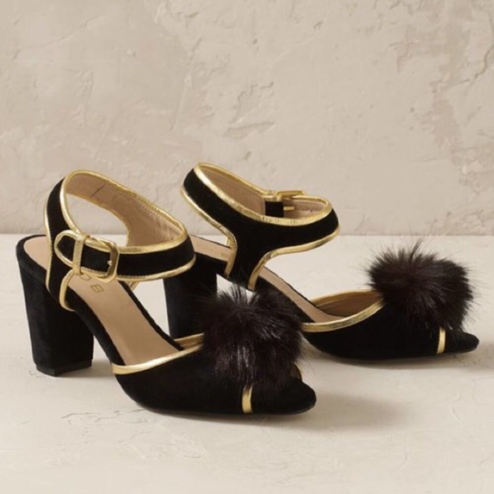 Anthropologie Cleo B Pom Pom Heels